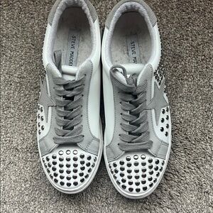 Steve Madden Gray and White Studded Sneakers